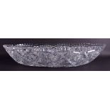 AN OVAL CUT CRYSTAL GLASS FRUIT BOWL. 44 cm wide.