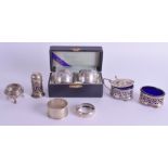 A PAIR OF JAPANESE TAISO PERIOD SILVER NAPKIN RINGS together with other silver wares. Silver 6.4 oz