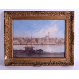 A MID 19TH CENTURY CONTINENTAL FRAMED WATERCOLOUR Austrian or German, painted with a river scene. I