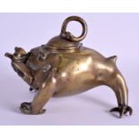 A 19TH CENTURY INDIAN BRONZE INKWELL in the form of a three legged toad. 17 cm x 13 cm.