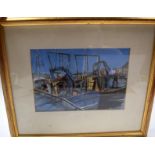 EUROPEAN SCHOOL (20th century) FRAMED WATERCOLOUR, boats in a harbour, unsigned. 18.5 cm x 26 cm.