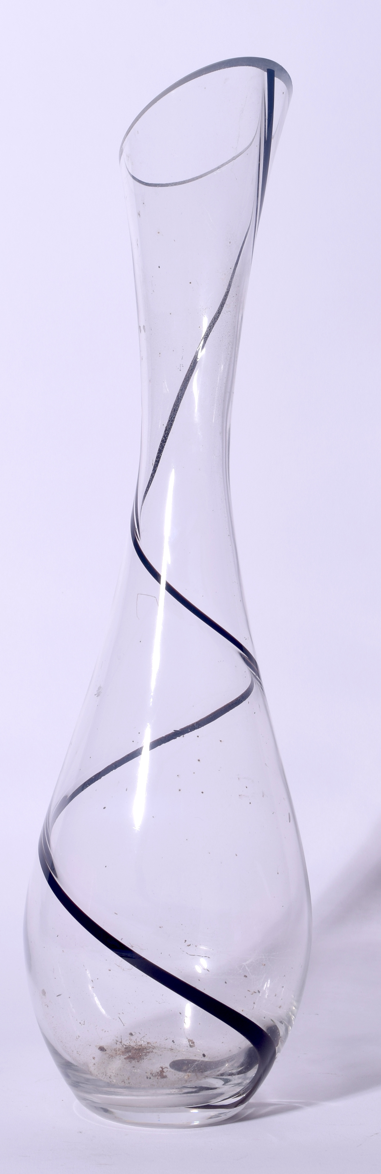 A LARGE SCANDINAVIAN GLASS VASE, formed with black twist body. 44.5 cm high.