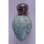 A RARE VICTORIAN MACINTRYE BIRD EGG SILVER TOPPED SCENT BOTTLE. 6.5 cm long.