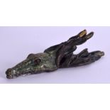 A BRONZE CROCODILE PAPER CLIP. 13 cm long.