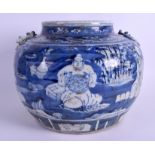 A CHINESE BLUE AND WHITE JARDINIERE. 21 cm x 21 cm.