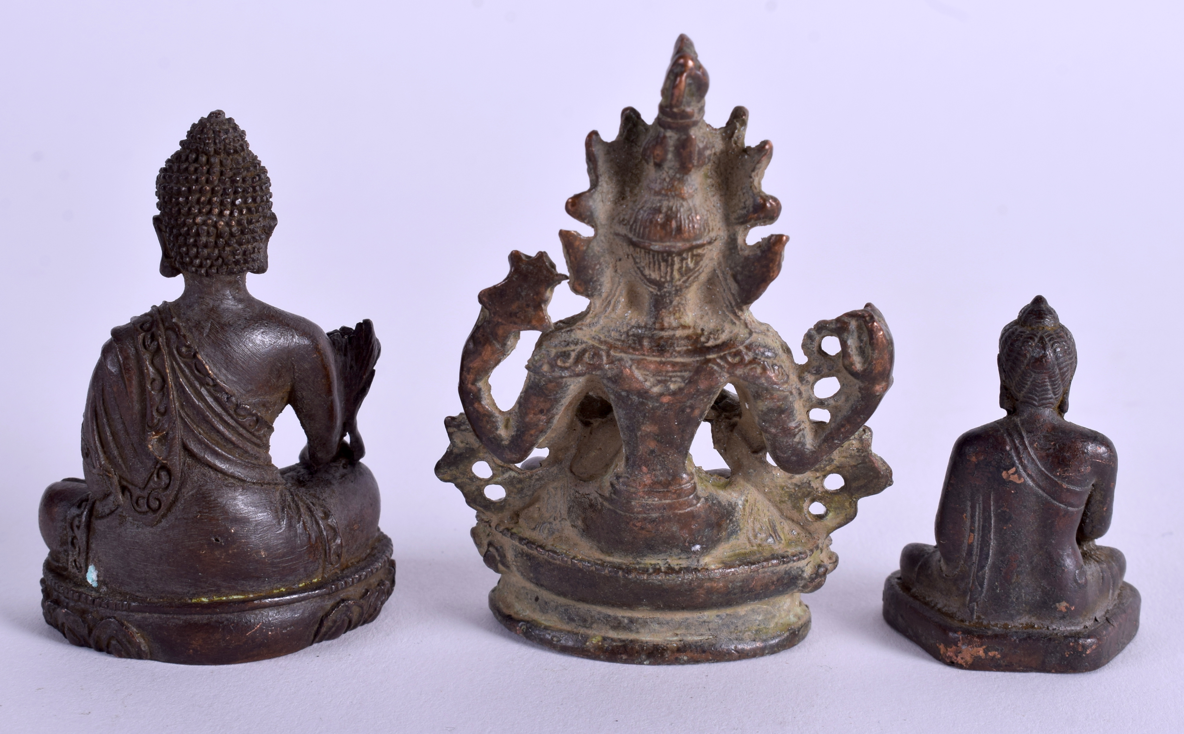 THREE ASIAN BUDDHAS. Largest 7.5 cm high. (3) - Image 2 of 3