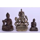 THREE ASIAN BUDDHAS. Largest 7.5 cm high. (3)