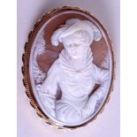 A GOOD GOLD CAMEO BROOCH by Michele Di Luca. 4.25 cm x 5.5 cm.