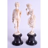 A PAIR OF 19TH CENTURY EUROPEAN DIEPPE IVORY FIGURES OF A DANDY together with his female companion.