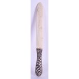 AN ANTIQUE SILVER AND IVORY PAPER KNIFE. 30 cm long.