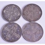 FOUR SILVER DOUBLE FLORINS. (4)