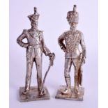 TWO UNUSUAL ENGLISH SILVER SOLDIERS. 11.2 oz. 11 cm high. (2)