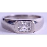 A WHITE GOLD AND CZ RING of approx. 0.75cts. 5.5 grams. Size X/Y.