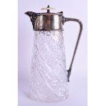 AN ANTIQUE SILVER PLATED NEO CLASSICAL CLARET JUG. 24 cm high.