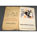 A 1960'S ROBERT MEDLEY EXHIBITION POSTER, together with another example. 75 cm x 50 cm.