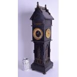 A VERY RARE 19TH CENTURY ENGLISH SLATE LONGCASE CLOCK of small proportions, overlaid in bronze. 60