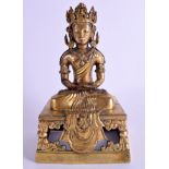 AN 18TH CENTURY CHINESE GILT BRONZE FIGURE OF AMITAYUS Qianlong mark and period, decorated with flo