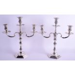 A GOOD PAIR OF CAST IRISH SILVER CANDELABRA. Dublin 1974. 90 oz. 34 cm x 20 cm.