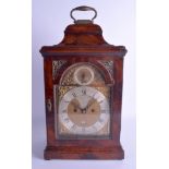 A GEORGE III RIEDER & CO LONDON MAHOGANY BRACKET CLOCK C1780 with silvered dial and brass overlay.