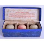 THREE ANTIQUE CARVED IVORY SNOOKER BALLS. 400 grams. 4.25 cm wide. (3)