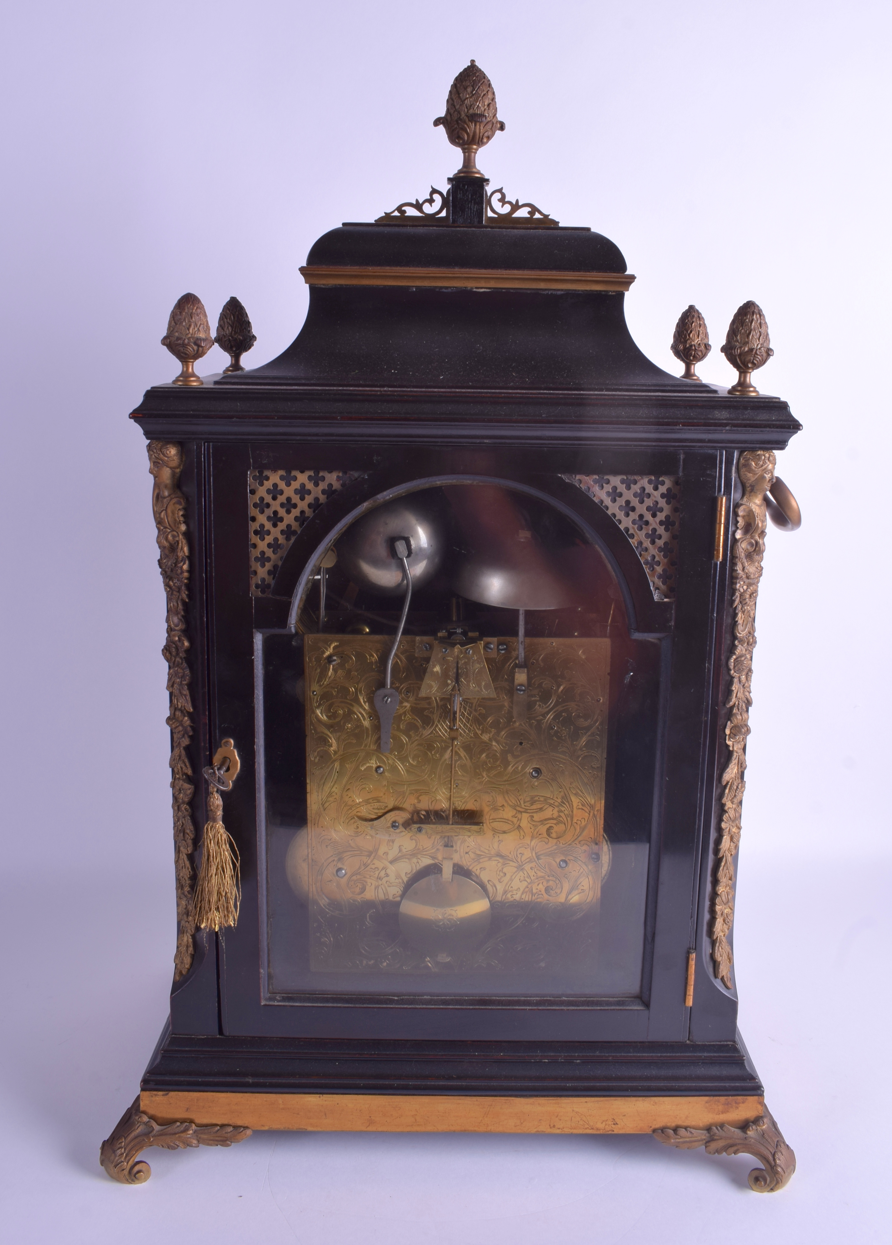 A FINE AND RARE MID 18TH CENTURY EBONISED BRACKET CLOCK C1745 by Thomas Hunter of London, the silve - Image 4 of 10