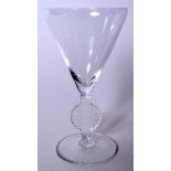 A FRENCH LALIQUE GLASS GOBLET, signed “R. Lalique” to base. 14.5 cm high.