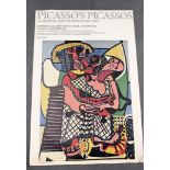 A 1980'S PICASSO EXHIBITION ADVERTISING POSTER, “Picasso's Picassos”. 75 cm x 50 cm.