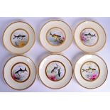 A SET OF TWELVE ANTIQUE MINTON PORCELAIN PLATES painted with fish swimming within rivers. 23 cm wid
