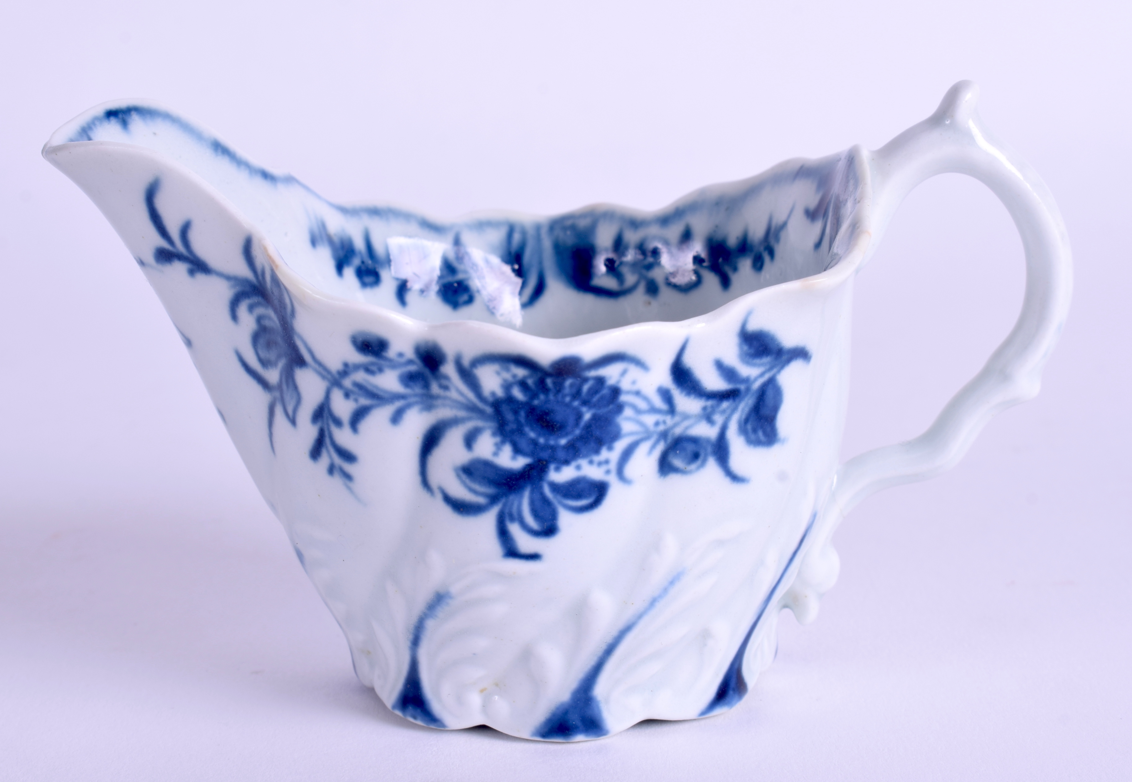 A RARE WORCESTER LOW CHELSEA EWER painted with the Chelsea Ewer Sprays pattern c1770. 5 cm wide.