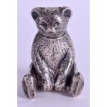 AN EDWARDIAN NOVELTY SILVER BEAR PEPPER POT. Birmingham 1909. 4.5 cm high.