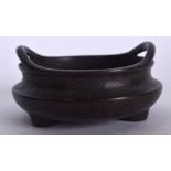 A CHINESE BRONZE CENSER, formed with twin loop handles, 20th century. 9 cm wide.