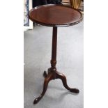 A 19TH CENTURY MAHOGANY WINE TABLE, formed with three curving legs with splayed feet. 71 cm x 37 cm