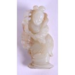 A 19TH CENTURY CHINESE CARVED JADE FIGURE OF A GIRL modelled dancing. 6.25 cm high.