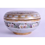 A 19TH CENTURY CHINESE PORCELAIN BOWL AND COVER painted with flowers. 13 cm high.