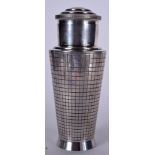 A GOOD ART DECO SILVER PLATED MAPPIN & WEBB COCKTAIL SHAKER BY KEITH MURRAY, formed with tapering
