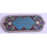 AN ANTIQUE RUSSIAN SILVER GILT AND ENAMEL BUCKLE. 10 cm x 3.5 cm.