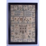 AN EARLY 19TH CENTURY FRAMED ENGLISH SAMPLER C1836 by Eliza Thomas Aged 13 Years. Sampler 45 cm x 3