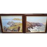 A.B. LAW (British) FRMED PAIR OIL ON BOARD, signed, coastal landscape, together with another simila