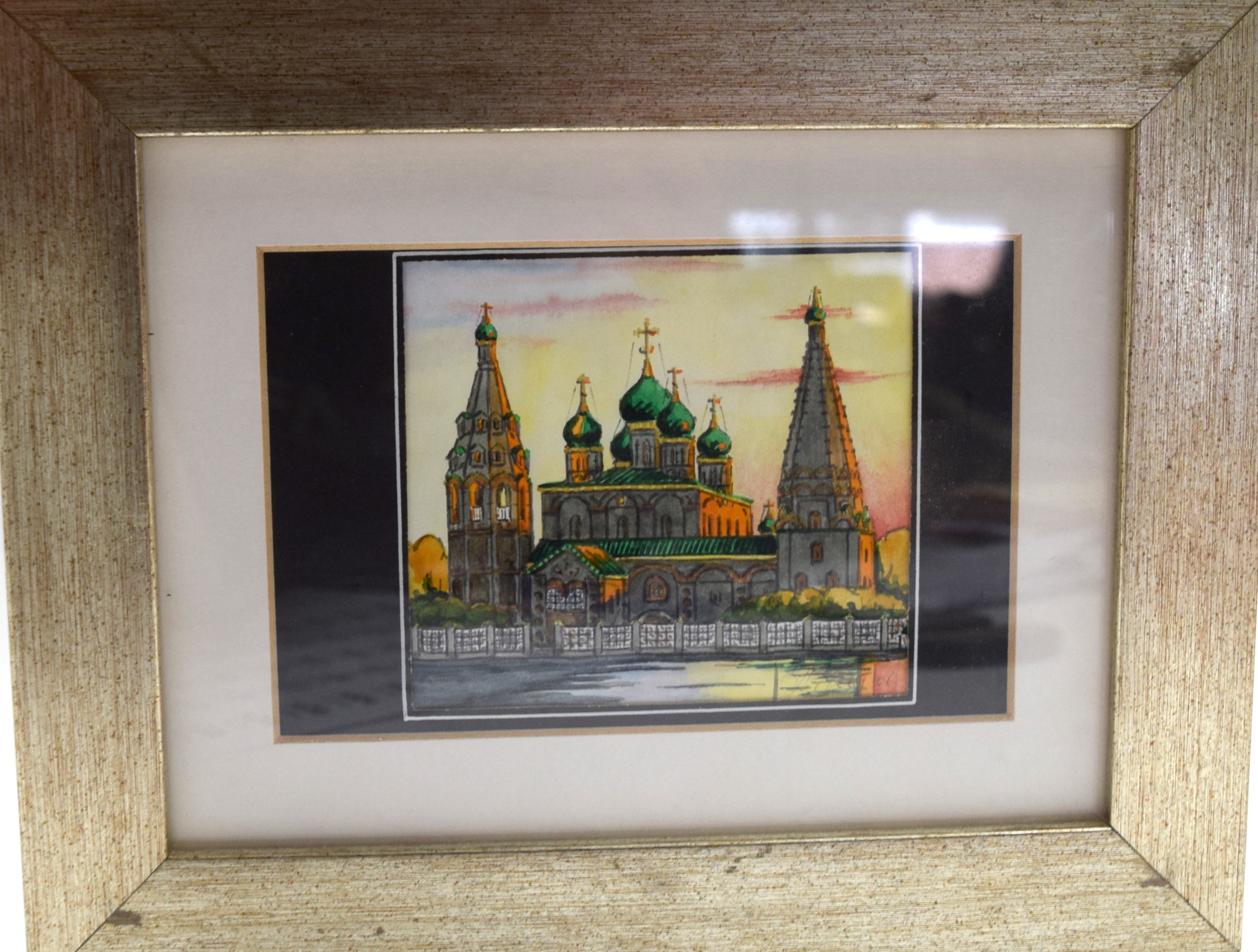 RUSSIAN SCHOOL (20th century) FRAMED WATERCOLOUR, “The Church Of Elijah The Prophet Moscow”, August - Image 2 of 3