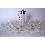 A SILVER PLATED CLARET JUG, together with assorted glassware, varying form. (qty)