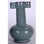 A CHINESE SUNG STYLE PALE BLUE GLAZED PORCELAIN VASE, arrowhead in shape.