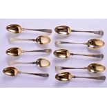 TEN GEORGE III SILVER GILT SPOONS. London 1773. 12 oz. (10)