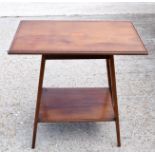 AN EDWARDIAN MAHOGANY SATINWOOD INLAID OCCASIONAL TABLE, decorated with central motif. 68 cm x 69 c