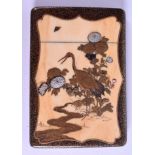 A RARE 19TH CENTURY JAPANESE MEIJI PERIOD SHIBAYAMA AND LACQUER CARD CASE decorated with a bird amo