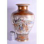 A VERY LARGE 19TH CENTURY JAPANESE MEIJI PERIOD SATSUMA VASE painted with geisha roaming within lan