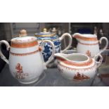 THREE PIECES OF CHINESE EXPORT PORCELAIN, together with a Caughley tea pot. (4)