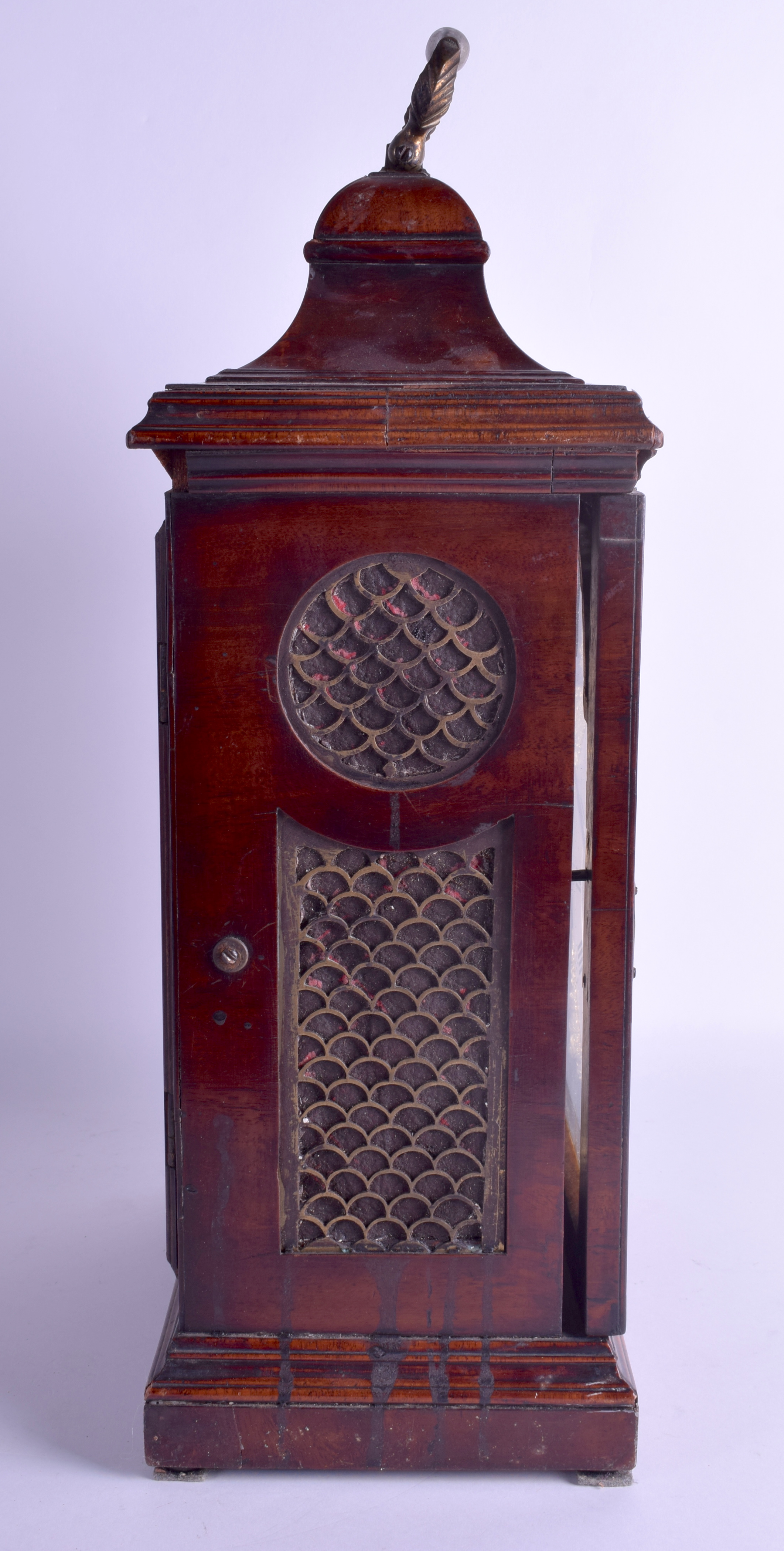 A GEORGE III RIEDER & CO LONDON MAHOGANY BRACKET CLOCK C1780 with silvered dial and brass overlay. - Image 3 of 11