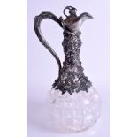 A GOOD VICTORIAN SILVER CLARET JUG overlaid in berries and vines. Birmingham (marks rubbed). 30 cm