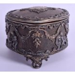 A FINE ANTIQUE SILVER MOUNTED TORTOISESHELL HEART SHAPED BOX. 10 cm x 7 cm.