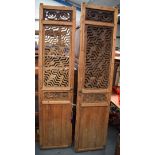 A LARGE PAIR OF ANTIQUE CHINESE DOORS. 230 cm x 55 cm